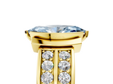 Yellow gold Fancy Blue Marquise  Brilliant Diamond Channel Set Wide Band Ring with Bezel Setting_24