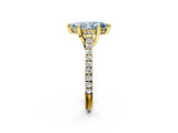 Yellow gold Fancy Blue Marquise  Brilliant Diamond Solitaire with Pavé Band and Four-Prong Setting 2