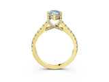 Yellow gold Fancy Blue Marquise  Brilliant Diamond Solitaire with Pavé Band and Four-Prong Setting 3