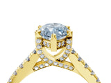 Yellow gold Fancy Blue Marquise  Brilliant Diamond Solitaire with Pavé Band and Four-Prong Setting 4