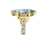Yellow gold Fancy Blue Marquise  Brilliant Diamond Solitaire with Pavé Band and Four-Prong Setting 5