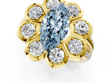 Yellow gold Fancy Blue Marquise  Brilliant Flower Halo Diamond Split Shank Ring_52