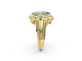 Yellow gold Fancy Blue Marquise  Brilliant Flower Halo Diamond Split Shank Ring_53