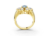 Yellow gold Fancy Blue Marquise  Brilliant Flower Halo Diamond Split Shank Ring_54