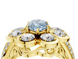 Yellow gold Fancy Blue Marquise  Brilliant Flower Halo Diamond Split Shank Ring_55