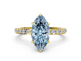 Yellow gold Fancy Blue Marquise  Brilliant Pavé Band Solitaire with Four-Prong Setting_41