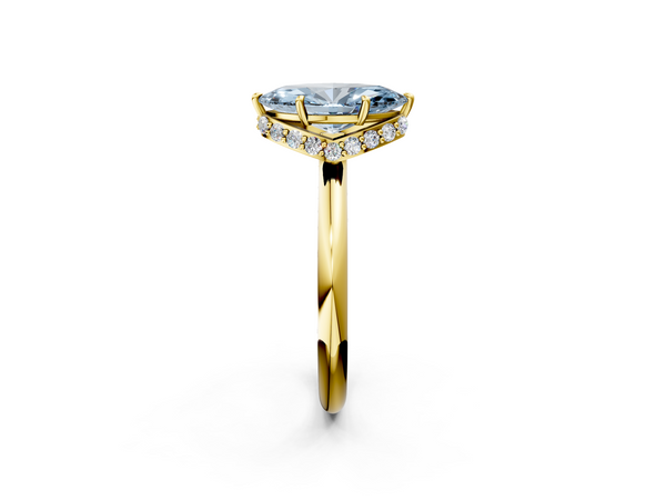 Yellow gold Fancy Blue Marquise  Brilliant Solitaire Engagement Ring with Six-Prong Setting and Classic Band