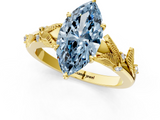 Yellow gold Fancy Blue Marquise  Brilliant Solitaire with Leaf Motif Band and Four-Prong Setting_67