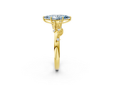 Yellow gold Fancy Blue Marquise  Brilliant Solitaire with Leaf Motif Band and Four-Prong Setting_68