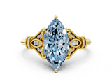 Yellow gold Fancy Blue Marquise  Brilliant Solitaire with Pave Band and Four-Prong Setting_20