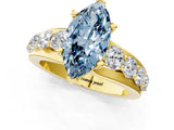 Yellow gold Fancy Blue Marquise  Brilliant Solitaire with Side Stones on a Pave Band and Four-Prong Setting_25