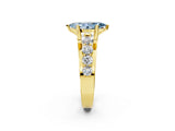 Yellow gold Fancy Blue Marquise  Brilliant Solitaire with Side Stones on a Pave Band and Four-Prong Setting_26