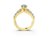 Yellow gold Fancy Blue Marquise  Brilliant Solitaire with Side Stones on a Pave Band and Four-Prong Setting_27