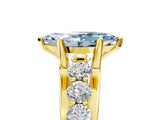 Yellow gold Fancy Blue Marquise  Brilliant Solitaire with Side Stones on a Pave Band and Four-Prong Setting_59