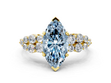 Yellow gold Fancy Blue Marquise  Cluster Diamond Engagement Ring with Pavé Band and Four-Prong Setting_63