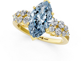 Yellow gold Fancy Blue Marquise  Cluster Diamond Engagement Ring with Pavé Band and Four-Prong Setting_64