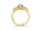Yellow gold Fancy Blue Marquise  Cluster Diamond Engagement Ring with Pavé Band and Four-Prong Setting_66