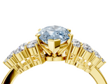 Yellow gold Fancy Blue Marquise  Cluster Diamond Engagement Ring with Pavé Band and Four-Prong Setting_67