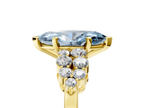 Yellow gold Fancy Blue Marquise  Cluster Diamond Engagement Ring with Pavé Band and Four-Prong Setting_68