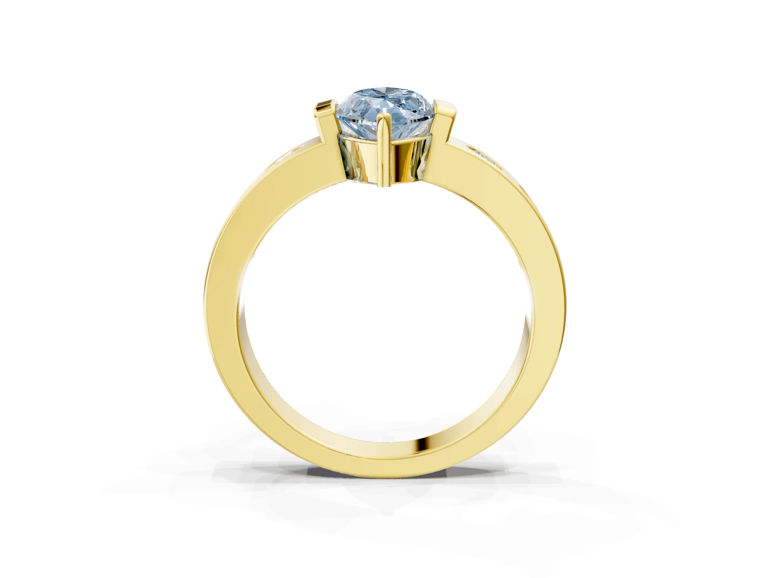 Yellow gold Fancy Blue Marquise Cut Brilliant Channel-Set Diamond Ring with Bezel Prong Setting_3