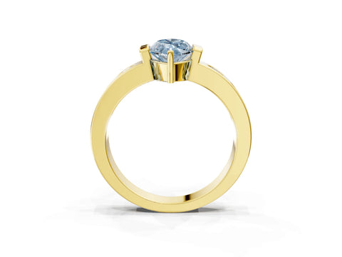 Yellow gold Fancy Blue Marquise Cut Brilliant Channel-Set Diamond Ring with Bezel Prong Setting_3