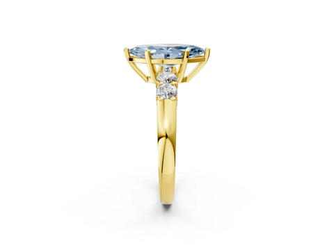 Yellow gold Fancy Blue Marquise Cut Brilliant Diamond Five-Stone Engagement Ring with Prong Setting on a Classic Band_5