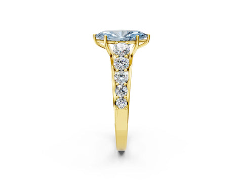 Yellow gold Fancy Blue Marquise Cut Brilliant Diamond Pavé Band with Six-Prong Setting_2