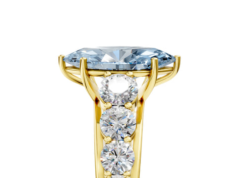 Yellow gold Fancy Blue Marquise Cut Brilliant Diamond Pavé Band with Six-Prong Setting_5