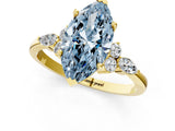 Yellow gold Fancy Blue Marquise Cut Brilliant Diamond Solitaire Ring with Pear Side Stones and Four-Prong Setting_4