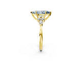 Yellow gold Fancy Blue Marquise Cut Brilliant Diamond Solitaire Ring with Pear Side Stones and Four-Prong Setting_5