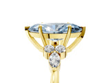 Yellow gold Fancy Blue Marquise Cut Brilliant Diamond Solitaire Ring with Pear Side Stones and Four-Prong Setting_8