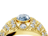 Yellow gold Fancy Blue Marquise Cut Brilliant Halo Pave Diamond Milgrain Ring_4