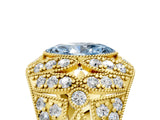Yellow gold Fancy Blue Marquise Cut Brilliant Halo Pave Diamond Milgrain Ring_5