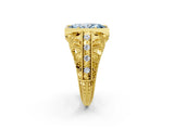 Yellow gold Fancy Blue Marquise Cut Brilliant Milgrain Filigree Diamond Ring with Square Prong Setting_8