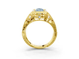 Yellow gold Fancy Blue Marquise Cut Brilliant Milgrain Filigree Diamond Ring with Square Prong Setting_9
