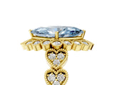 Yellow gold Fancy Blue Marquise Cut Brilliant Milgrain Pave Heart Band Solitaire Ring_5