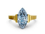 Yellow gold Fancy Blue Marquise Cut Brilliant Solitaire Diamond Ring with Channel Set Band and Bar Prong Setting_12