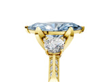 Yellow gold Fancy Blue Marquise Cut Brilliant Three-Stone Diamond Ring with Pavé Band and Four-Prong Setting_20