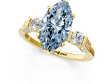 Yellow gold Fancy Blue Marquise Cut Brilliant Three-Stone Pave Band with Four-Prong Setting_1