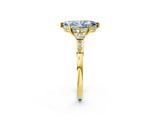 Yellow gold Fancy Blue Marquise Cut Brilliant Three-Stone Pave Band with Four-Prong Setting_2