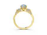 Yellow gold Fancy Blue Marquise Cut Brilliant Three-Stone Pave Band with Four-Prong Setting_3