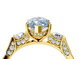 Yellow gold Fancy Blue Marquise Cut Brilliant Three-Stone Pave Band with Four-Prong Setting_4