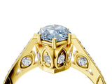 Yellow gold Fancy Blue Marquise  Cut Cathedral Pave Diamond Engagement Ring with Six-Prong Setting_36