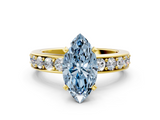 Yellow gold Fancy Blue Marquise  Cut Channel Set Diamond Engagement Ring with Four-Prong Setting_241