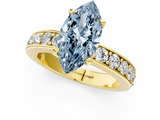 Yellow gold Fancy Blue Marquise  Cut Channel Set Diamond Engagement Ring with Four-Prong Setting_242