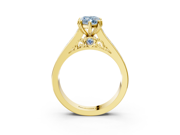 Yellow gold Fancy Blue Marquise  Cut Channel Set Solitaire Engagement Ring with Prong Setting