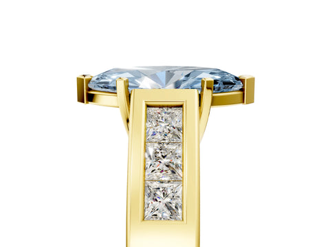 Yellow gold Fancy Blue Marquise Cut Cut Channel Set Solitaire Ring with Four-Prong Setting_5