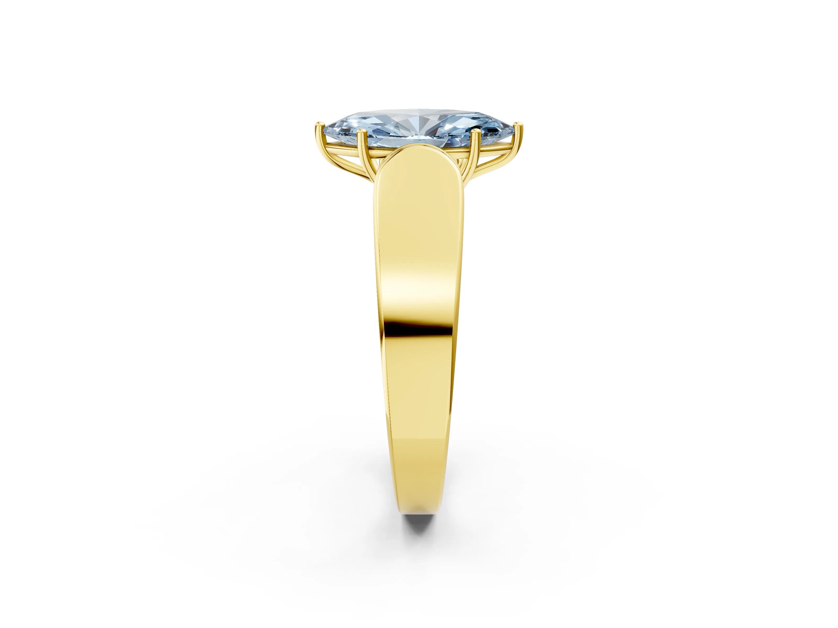 Yellow gold Fancy Blue Marquise Cut Cut Diamond Channel Set Solitaire Ring with Four-Prong Setting_2