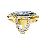 Yellow gold Fancy Blue Marquise Cut Cut Diamond Halo Engagement Ring with Open Split Pavé Band_5