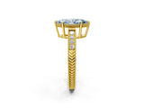 Yellow gold Fancy Blue Marquise Cut Cut Diamond Milgrain Pave Band Four-Prong Setting Ring_5